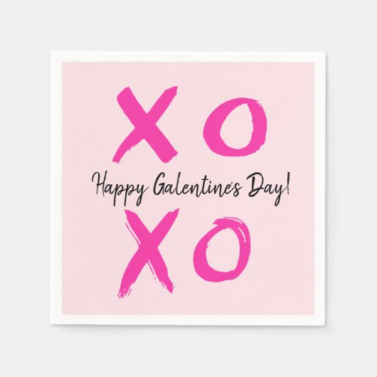 Pink Happy Galentine's Day XOXO Valentine Serviette (Vorderseite)