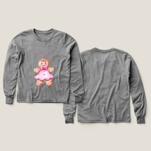 Pink Happy Gingerbrot Cookie Girl Weihnachten (Design Vorder- & Rückseite)