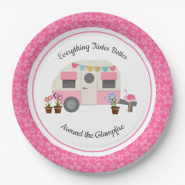 Pink Happy Glamper Party Papierplatte Pappteller
