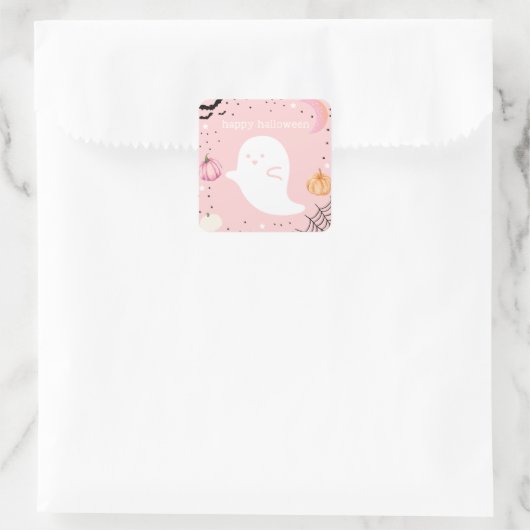 Pink Happy Halloween Sticker (Tasche)