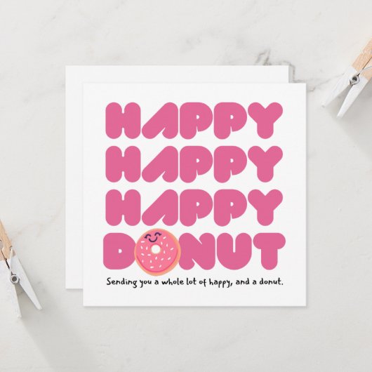 Pink HAPPY HAPPY Donut Karte (Vorderseite/Rückseite Beispiel)