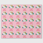 Pink Happy Holidays Unicorn Geschenkpapier (Flach)