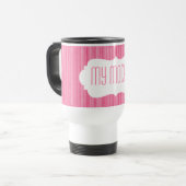Pink Happy Ice Cream Stripes Monogramm Spaß Reisebecher (Vorderseite Links)
