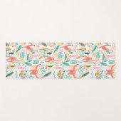 Pink Happy Jungle Animal Pattern & Tropical Blätte Yogamatte (Vorderseite (Horizontal))