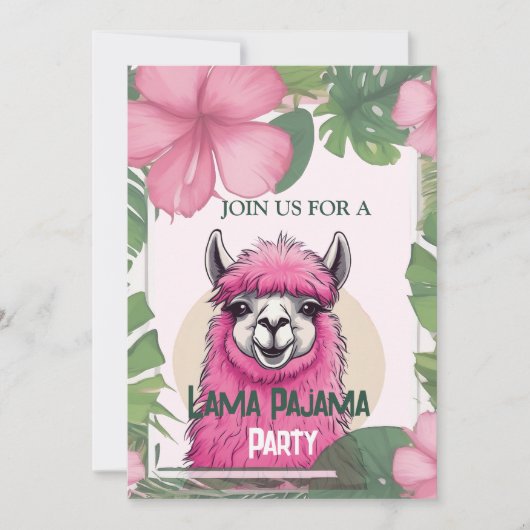 Pink Happy lächelnd Pajama Lama Einladung (Vorderseite)