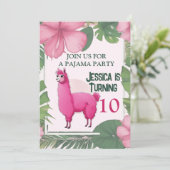 Pink Happy lächelnd Pajama Lama Einladung (Stehend Vorderseite)