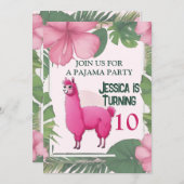 Pink Happy lächelnd Pajama Lama Einladung (Vorne/Hinten)
