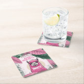 Pink Happy Lama Bachelorette Rechteckiger Pappuntersetzer (Vor Ort)
