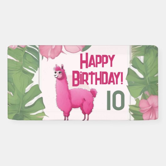 Pink Happy Lama lächeln Banner (Horizontal)