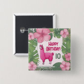 Pink Happy Lama lächeln Button (Vorne & Hinten)