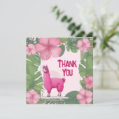 Pink Happy Lama lächeln Dankeskarte (Stehend Vorderseite)