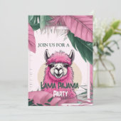 Pink Happy Lama lächeln Einladung (Stehend Vorderseite)