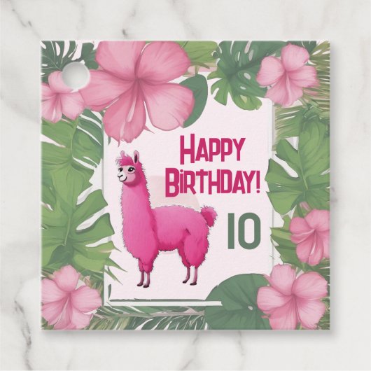 Pink Happy Lama lächeln Geschenkanhänger (Vorderseite)