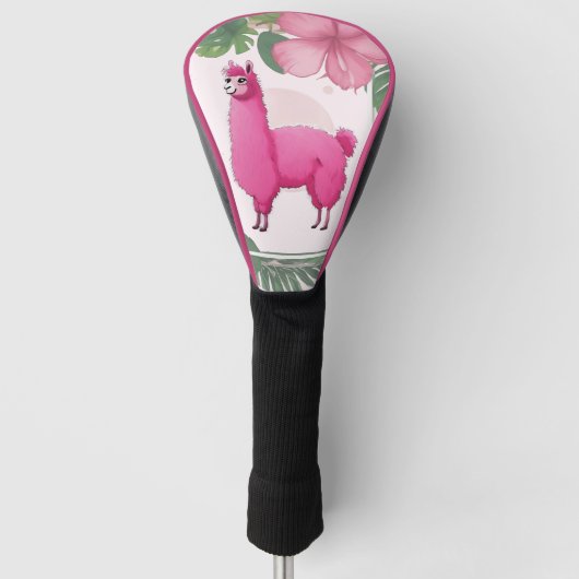 Pink Happy Lama lächeln Golf Headcover (Vorderseite)