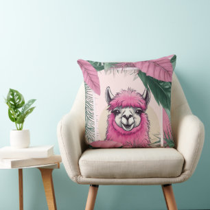 Pink Happy Lama lächeln Kissen