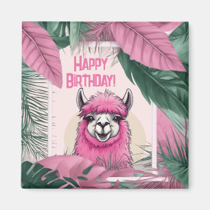 Pink Happy Lama lächeln Magnet