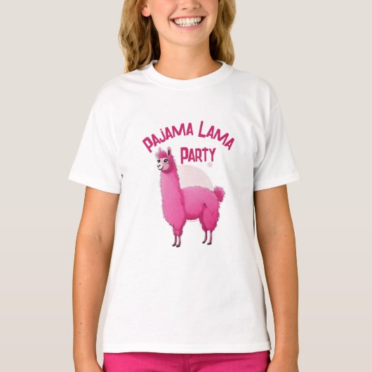 Pink Happy Lama lächeln T-Shirt (Vorderseite)