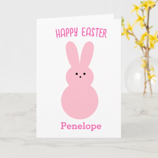 Pink Happy Oaster Bunny Karte (Gelbe Blume)