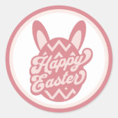 Pink Happy Oaster Bunny Runder Aufkleber (Vorderseite)