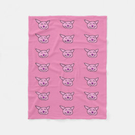 Pink Happy Pig Fleecedecke