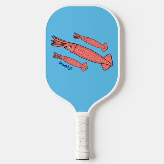 Pink happy squid cartoon illustration  pickleball schläger (Vorderseite)