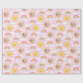 Pink Happy Sun und Sky Custom Foto Wrapping Paper Geschenkpapier (Flach)