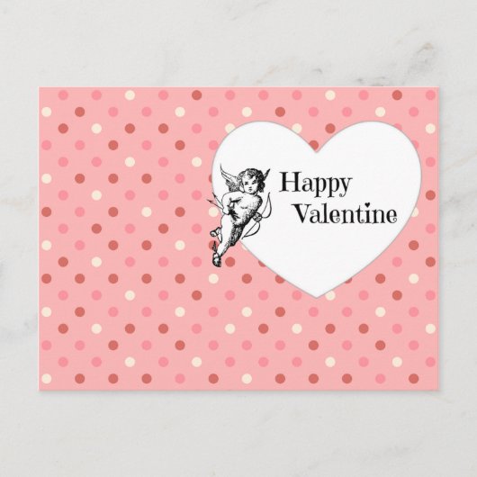 Pink Happy Valentine Cupid Postkarte (Vorderseite)