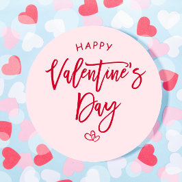 Pink Happy Valentine Favor Tag Stickers