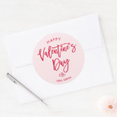 Pink Happy Valentines Day Round Sticker (Umschlag)