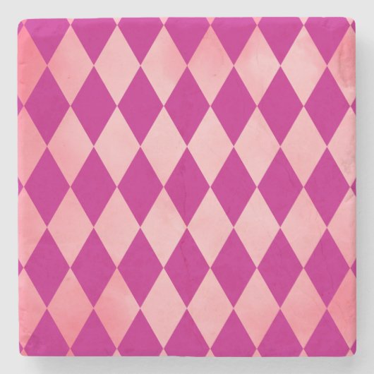 Pink Harlequin Diamond Pattern Art Untersetzer (Vorderseite)