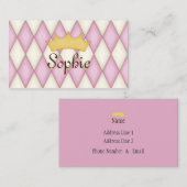 Pink Harlequin Personalisiert Princess Calling Car Visitenkarte (Vorne/Hinten)