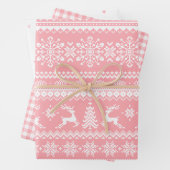 Pink hässlich Weihnachtspulli Büffel karierte Herz Geschenkpapier Set (Beispiel)