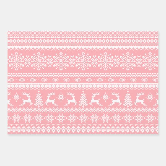 Pink hässlich Weihnachtspulli Büffel karierte Herz Geschenkpapier Set (Vorderseite)