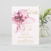 Pink Hat Derby Brautparty Einladung (Stehend Vorderseite)