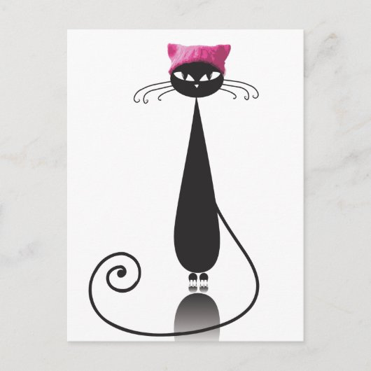 Pink Hat Kitty Cat Postkarte (Vorderseite)