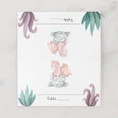 Pink Hatching Dragon Baby Dusche Platzkarte (Außenseite Aufgefaltet)