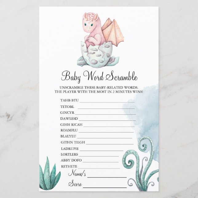 Pink Hatching Dragon Baby Scramble Baby Game (Vorderseite)