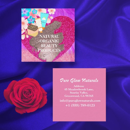 Pink, hausgemachte Bio Hautpflegeprodukte Quadratische Visitenkarte