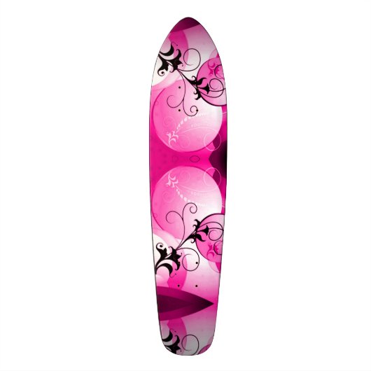 Pink Hawaiian Sunrise Cruiser Custom Pro Long Skateboard (Vertikal)