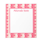 Pink Hearls Girls Mitzvah Notes Notepad Notizblock (Vorderseite)