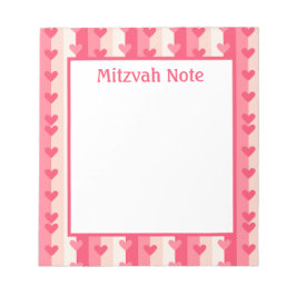 Pink Hearls Girls Mitzvah Notes Notepad Notizblock