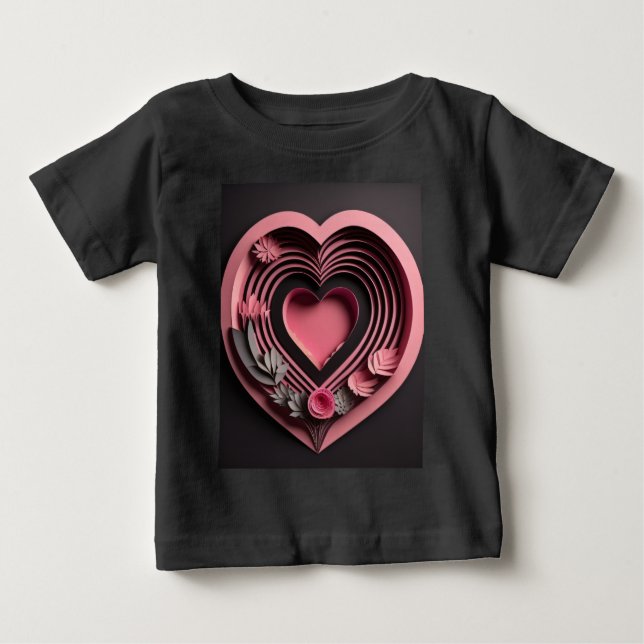 Pink Heart 3D Paper Art Design T - Shirt (Vorderseite)