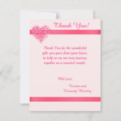 Pink Heart 4x5 Flat Wedding Danke Karte (Vorderseite)