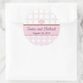 Pink Heart and Polka Dots Wedding Runder Aufkleber (Tasche)
