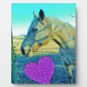 Pink Heart and Yellow Horse Fotoplatte (Vorderseite)
