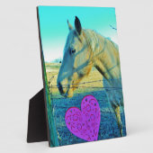 Pink Heart and Yellow Horse Fotoplatte (Seite)