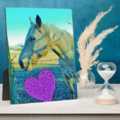Pink Heart and Yellow Horse Fotoplatte (Seite)