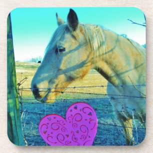 Pink Heart and Yellow Horse Getränkeuntersetzer