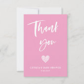 Pink Heart Baby Dusche Dankeskarte (Vorderseite)