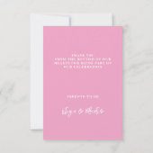 Pink Heart Baby Dusche Dankeskarte (Rückseite)